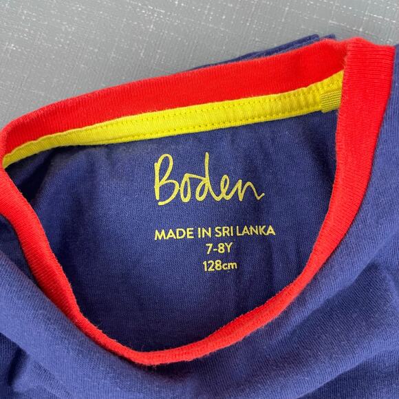 Mini Boden Lift-the-Flap Applique School Bunny T-Shirt Starboard Blue 7-8 - Picture 4 of 5